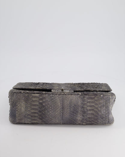 Chanel Storm Grey Jumbo Classic Double Flap 2.55 Reissue Bag in Python Leather with Ruthenium  Hardware