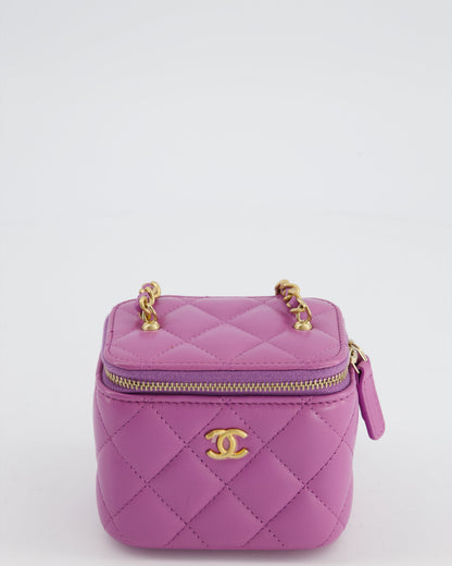 Chanel Purple Coco Crush Mini Vanity Bag in Lambskin Leather with Antique Gold Hardware