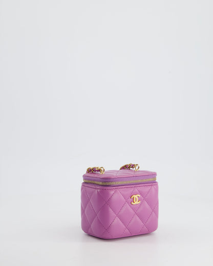 Chanel Purple Coco Crush Mini Vanity Bag in Lambskin Leather with Antique Gold Hardware
