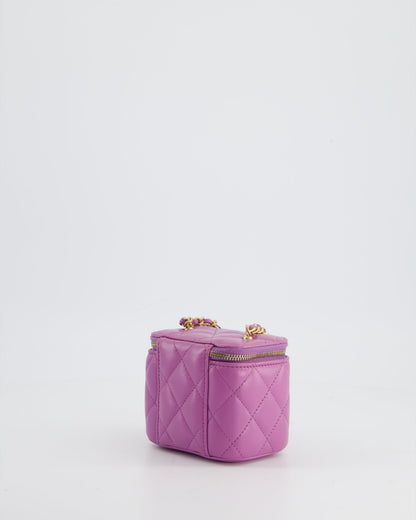 Chanel Purple Coco Crush Mini Vanity Bag in Lambskin Leather with Antique Gold Hardware