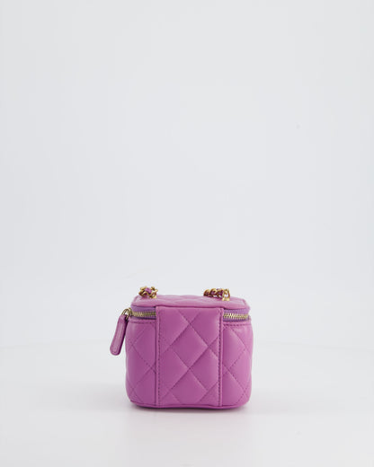 Chanel Purple Coco Crush Mini Vanity Bag in Lambskin Leather with Antique Gold Hardware