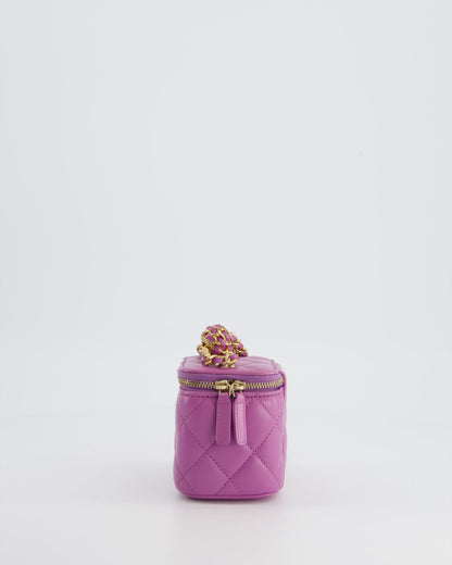 Chanel Purple Coco Crush Mini Vanity Bag in Lambskin Leather with Antique Gold Hardware