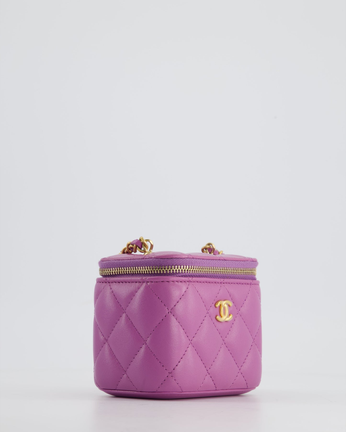 Chanel Purple Coco Crush Mini Vanity Bag in Lambskin Leather with Antique Gold Hardware