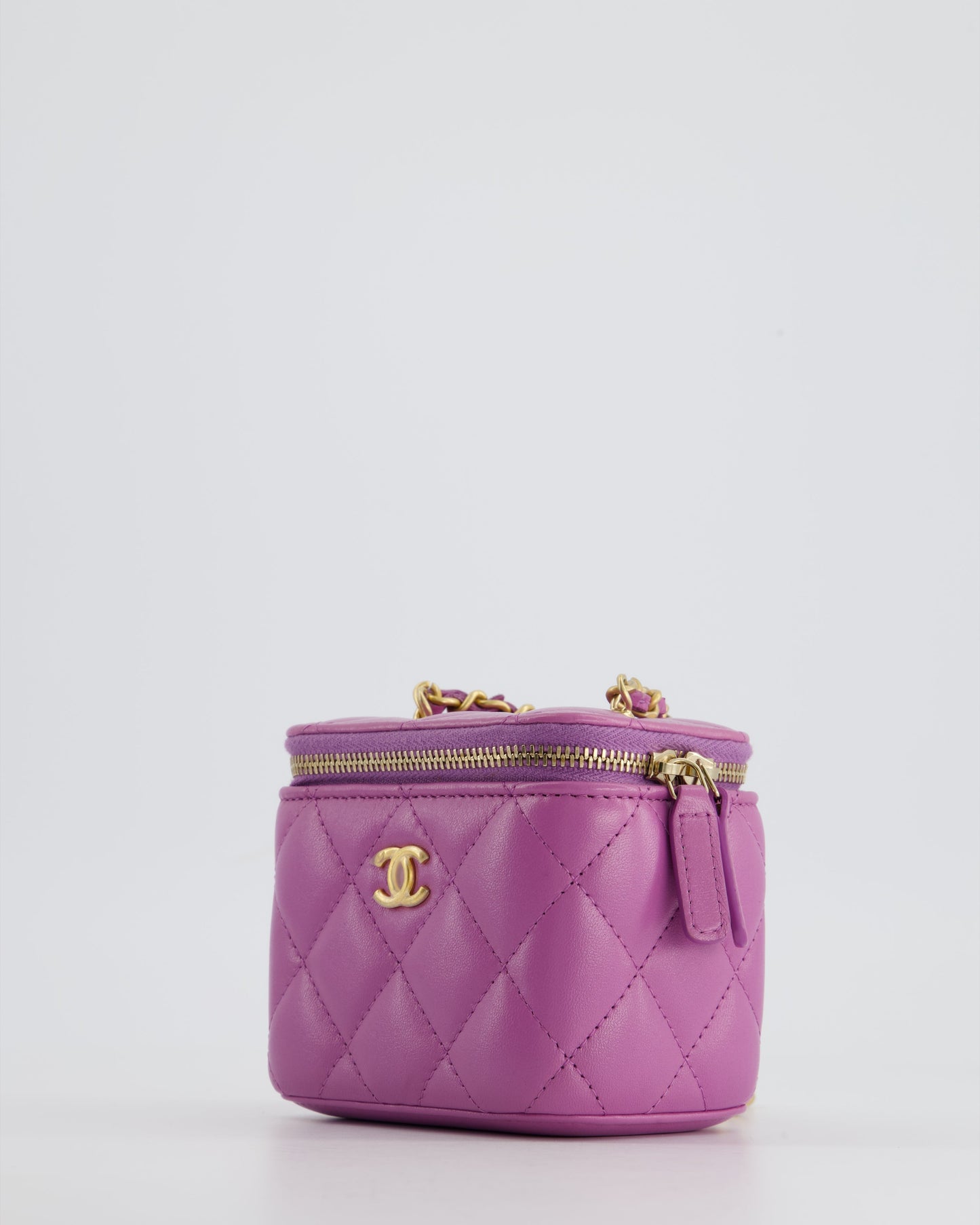 Chanel Purple Coco Crush Mini Vanity Bag in Lambskin Leather with Antique Gold Hardware