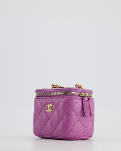 Chanel Purple Coco Crush Mini Vanity Bag in Lambskin Leather with Antique Gold Hardware