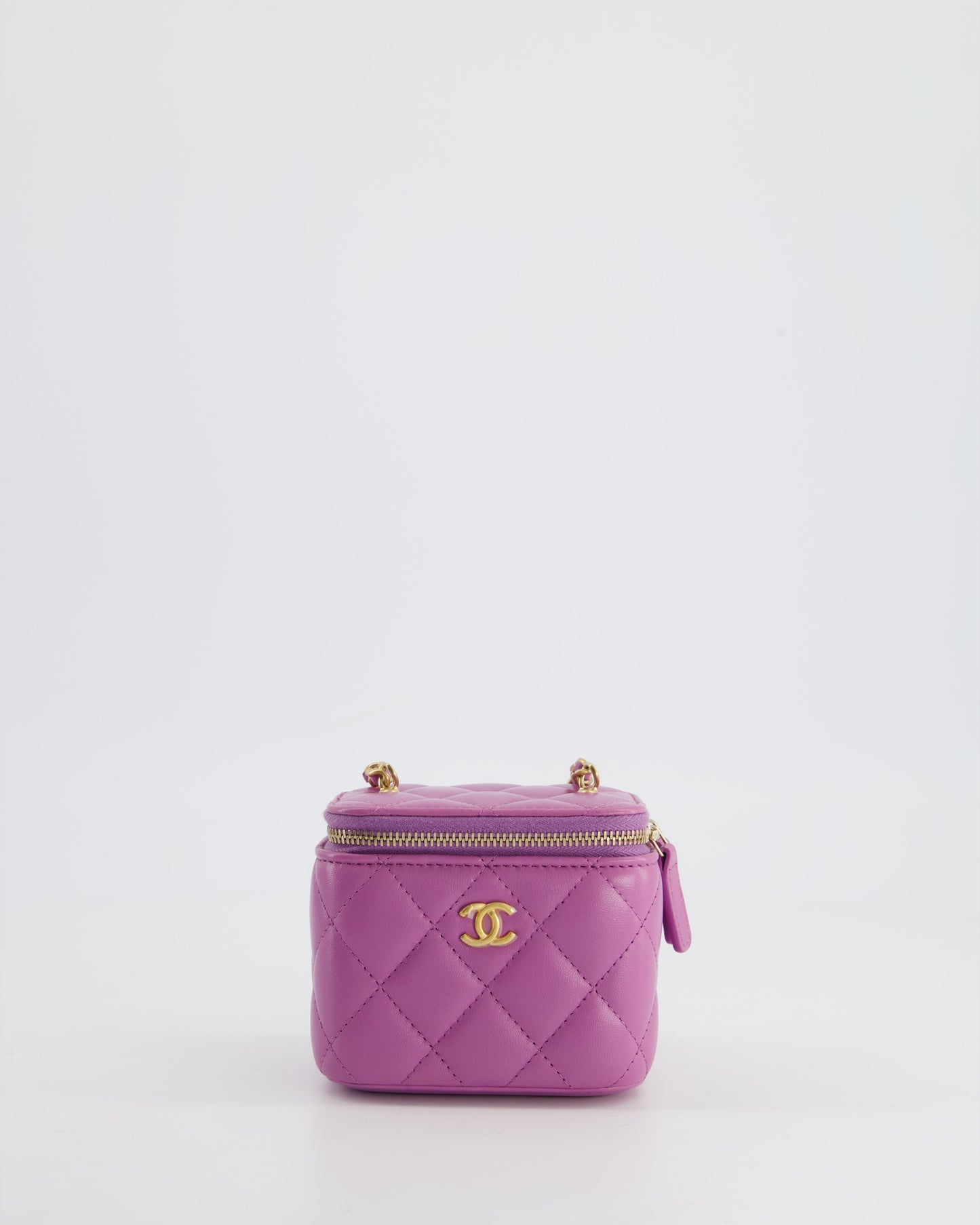 Chanel Purple Coco Crush Mini Vanity Bag in Lambskin Leather with Antique Gold Hardware