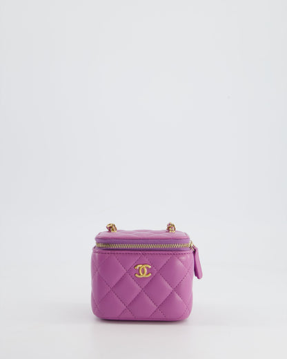 Chanel Purple Coco Crush Mini Vanity Bag in Lambskin Leather with Antique Gold Hardware