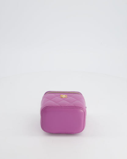 Chanel Purple Coco Crush Mini Vanity Bag in Lambskin Leather with Antique Gold Hardware