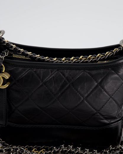 Chanel Black Small Gabrielle Bag in Lambskin Leather with Mixed Hardware