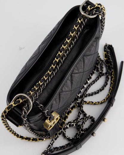 Chanel Black Small Gabrielle Bag in Lambskin Leather with Mixed Hardware