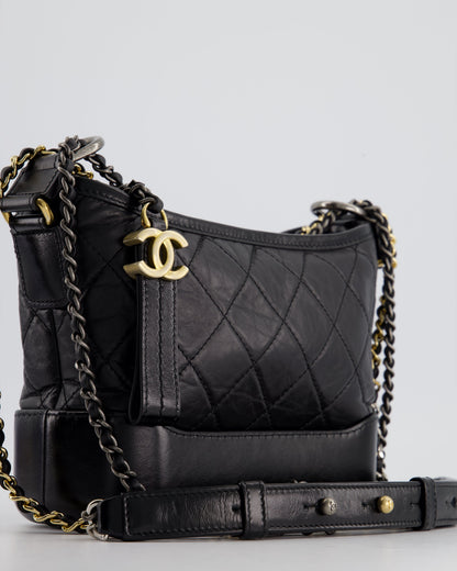 Chanel Black Small Gabrielle Bag in Lambskin Leather with Mixed Hardware