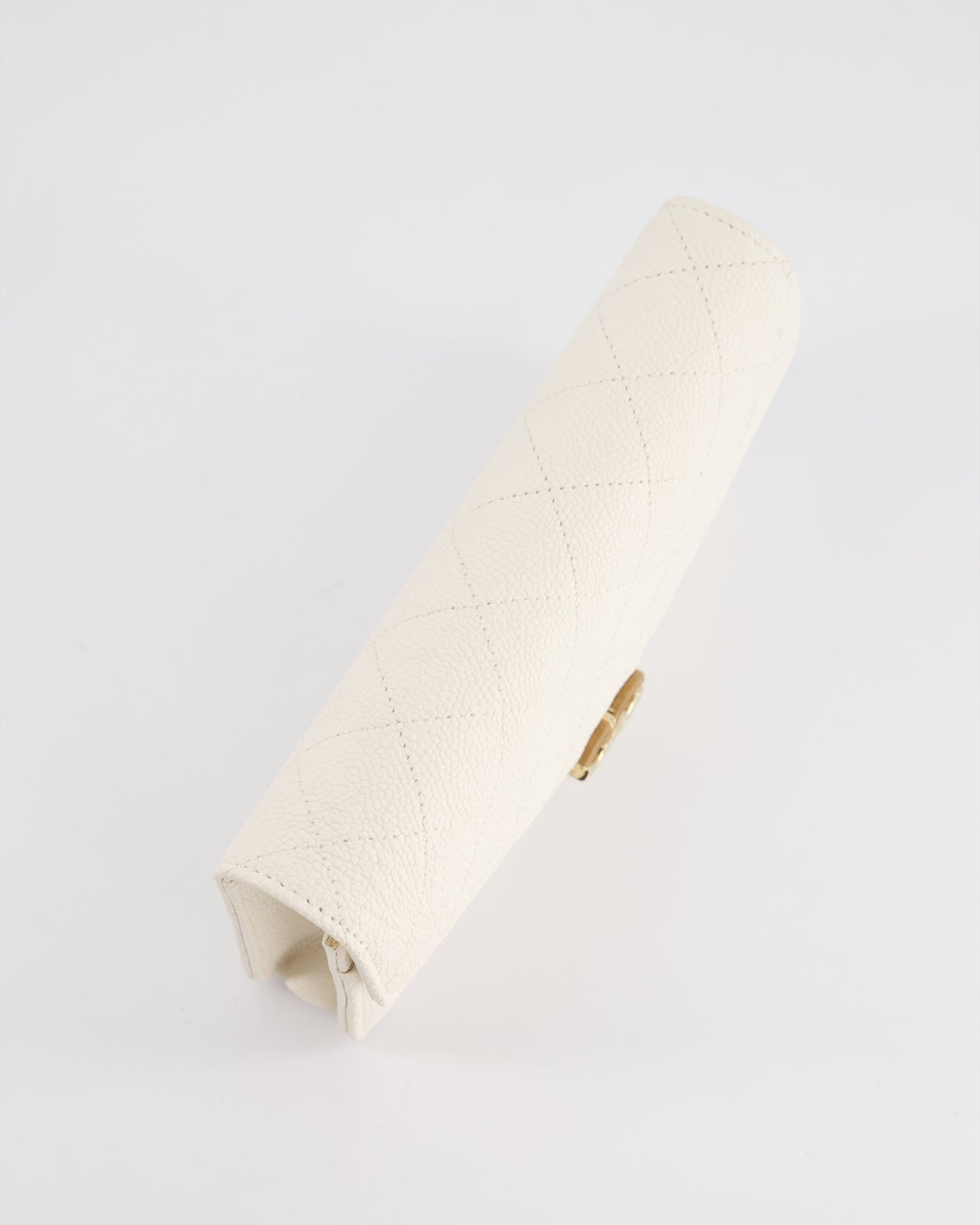 Chanel White Envelope Wallet on Chain Bag in Caviar Leather with Silver Hardware