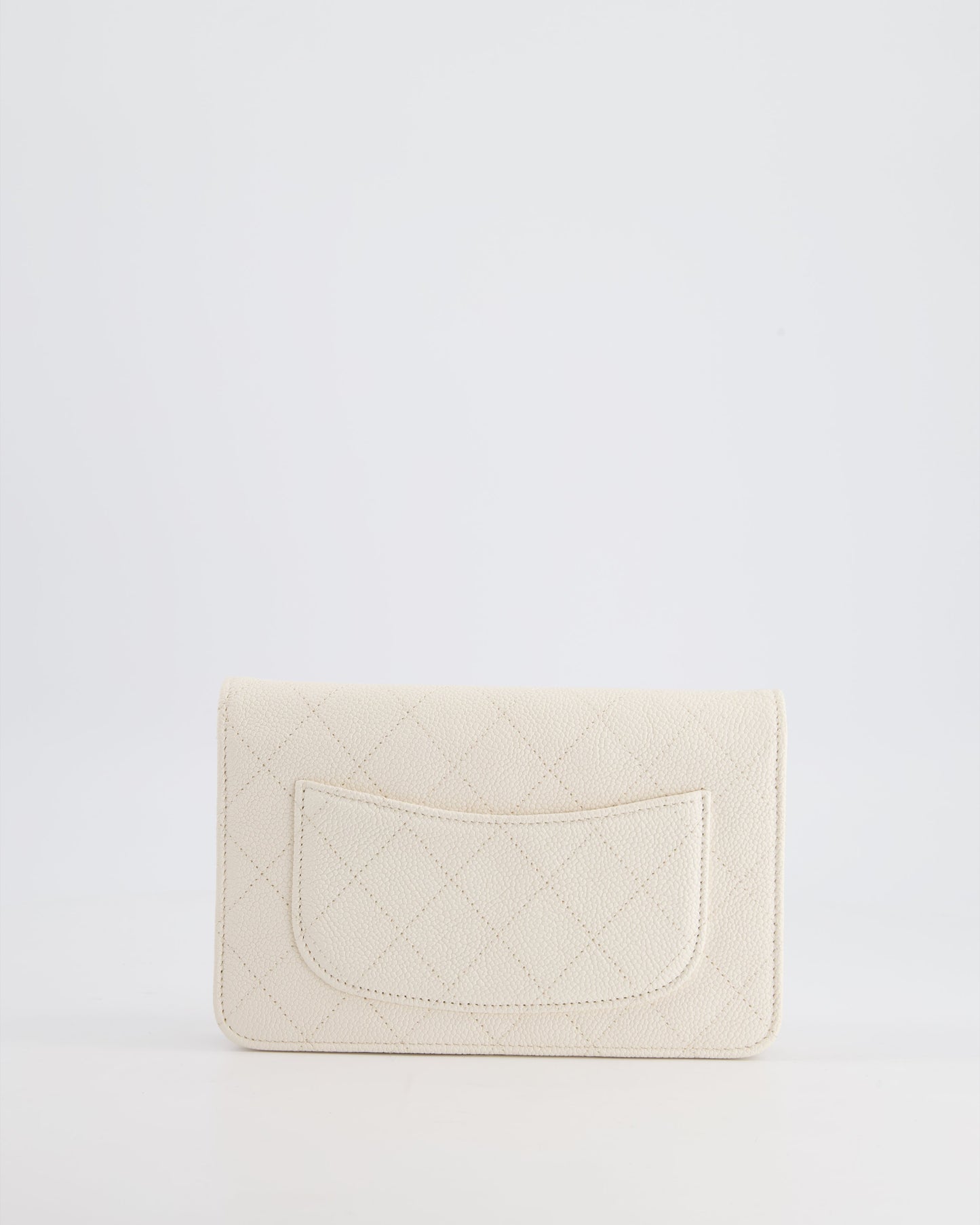 Chanel White Envelope Wallet on Chain Bag in Caviar Leather with Silver Hardware