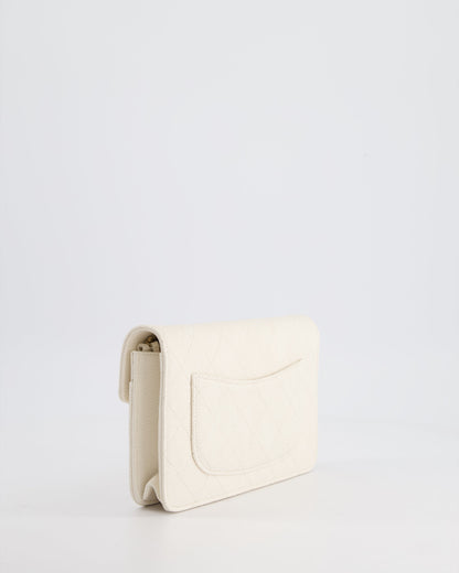 Chanel White Envelope Wallet on Chain Bag in Caviar Leather with Silver Hardware
