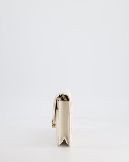 Chanel White Envelope Wallet on Chain Bag in Caviar Leather with Silver Hardware