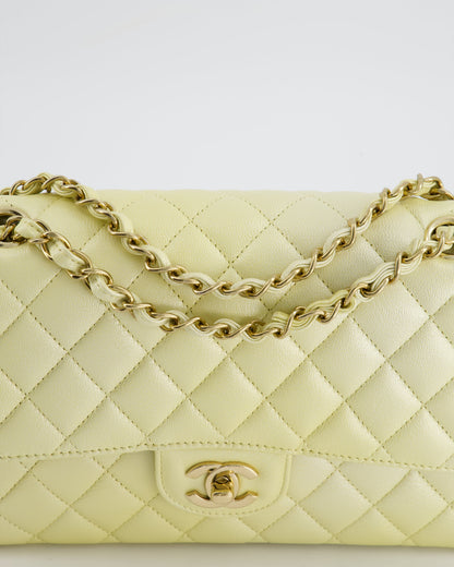 Chanel Lemon Sobert Shimmer Medium Classic Double Flap Bag in Iridescent Calfskin Gold Hardware  RRP £8,530