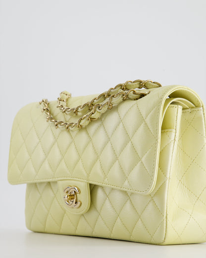 Chanel Lemon Sobert Shimmer Medium Classic Double Flap Bag in Iridescent Calfskin Gold Hardware  RRP £8,530