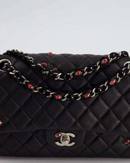 *LIMITED EDITION* Chanel Black Single Flap Bag with Ladybird Embellishment in Lambskin with Silver Hardware