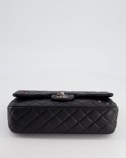 *LIMITED EDITION* Chanel Black Single Flap Bag with Ladybird Embellishment in Lambskin with Silver Hardware