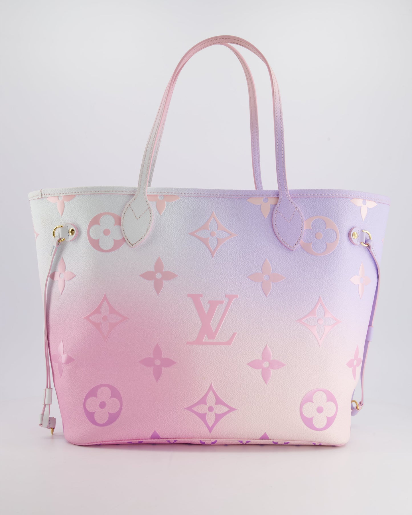 Louis Vuitton Spring In The City Neverfull MM Bag in Blue and Pink Ombre Monogram Canvas with Gold Hardware