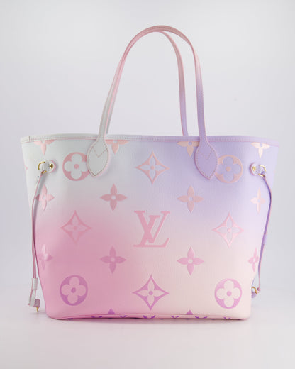 Louis Vuitton Spring In The City Neverfull MM Bag in Blue and Pink Ombre Monogram Canvas with Gold Hardware