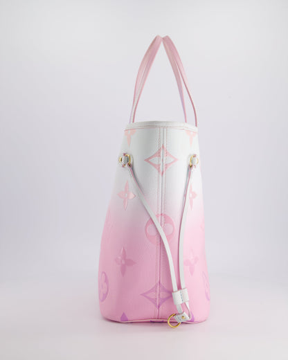 Louis Vuitton Spring In The City Neverfull MM Bag in Blue and Pink Ombre Monogram Canvas with Gold Hardware