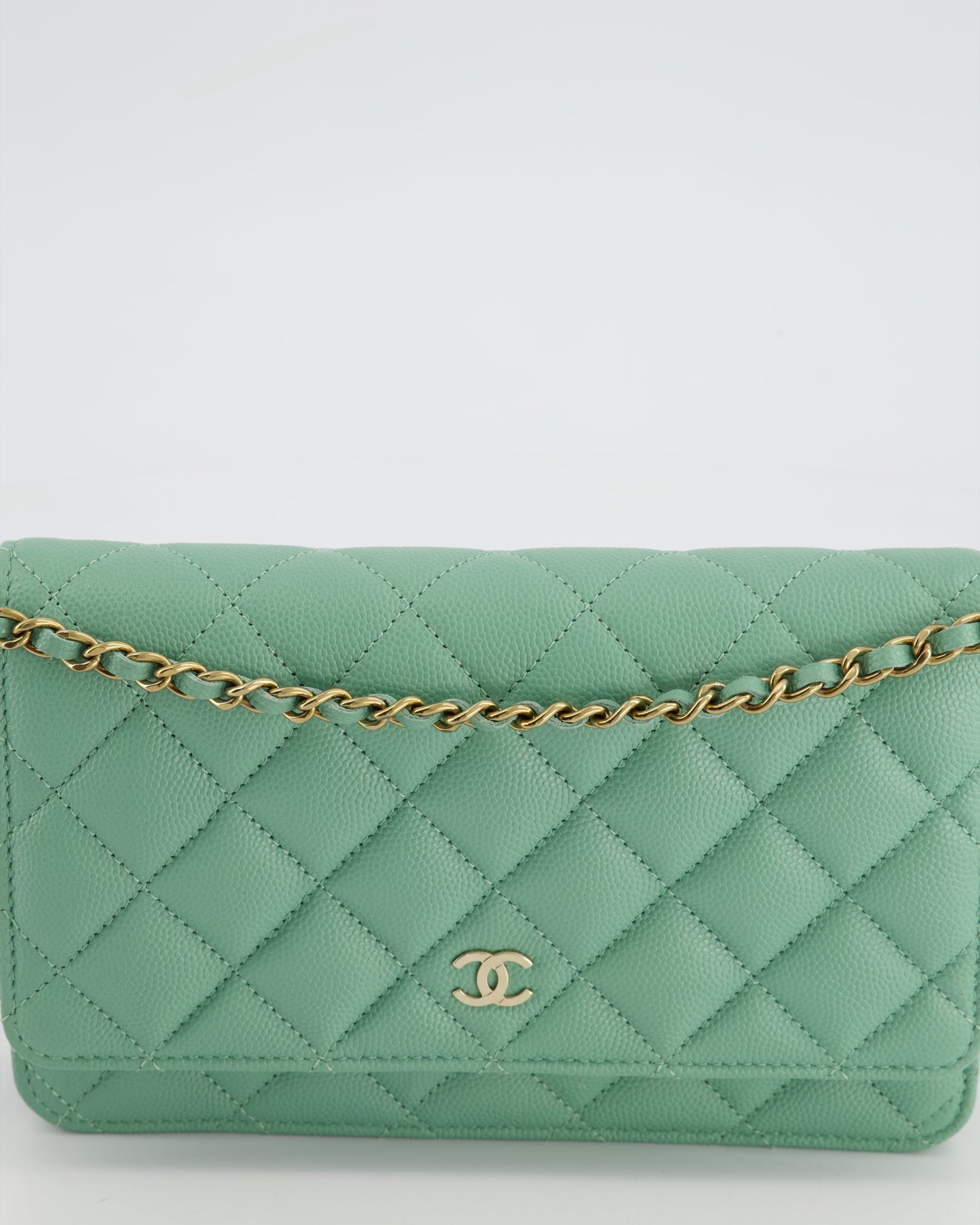 Chanel Matcha Green Wallet on Chain Bag in Caviar with Champagne Gold Hardware