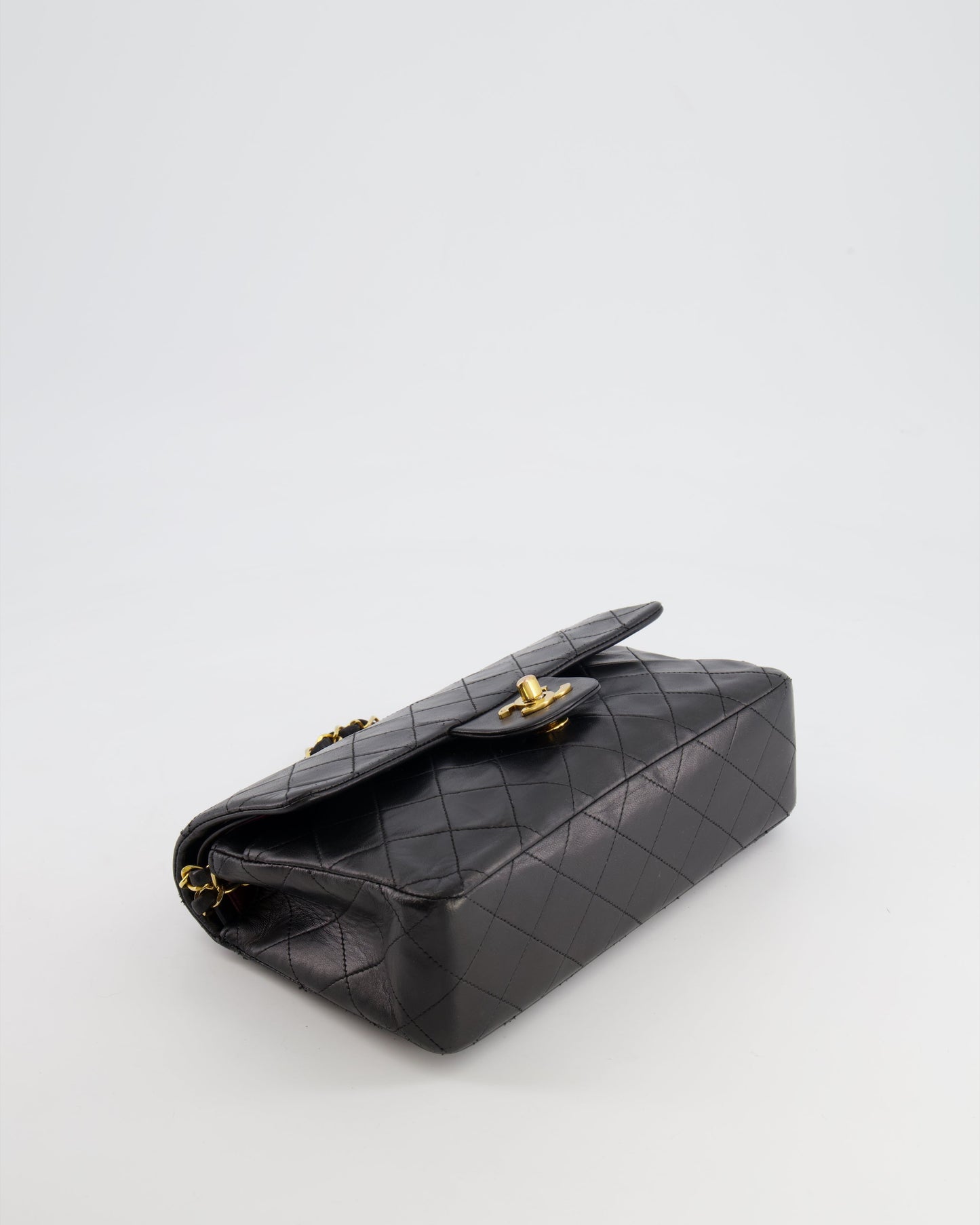 Chanel Black Small Vintage Double Flap Bag in Lambskin Leather with 24K Gold Hardware