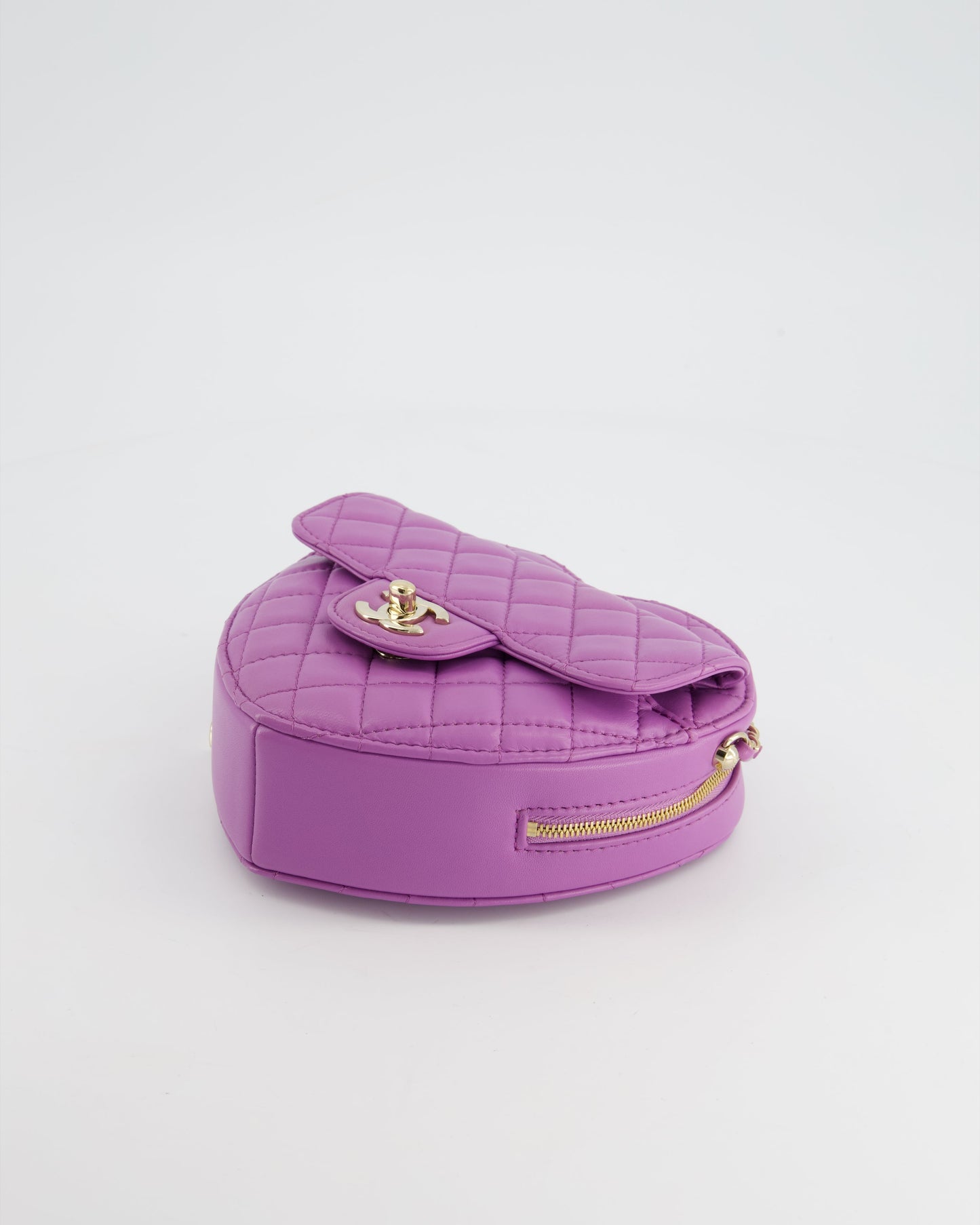 Chanel Purple Medium Heart Bag in Lambskin Leather with Champagne Gold Hardware