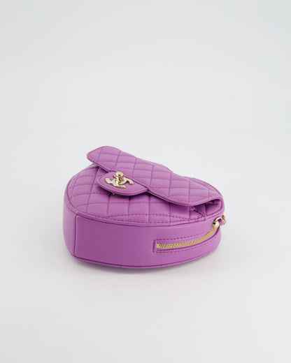 Chanel Purple Medium Heart Bag in Lambskin Leather with Champagne Gold Hardware