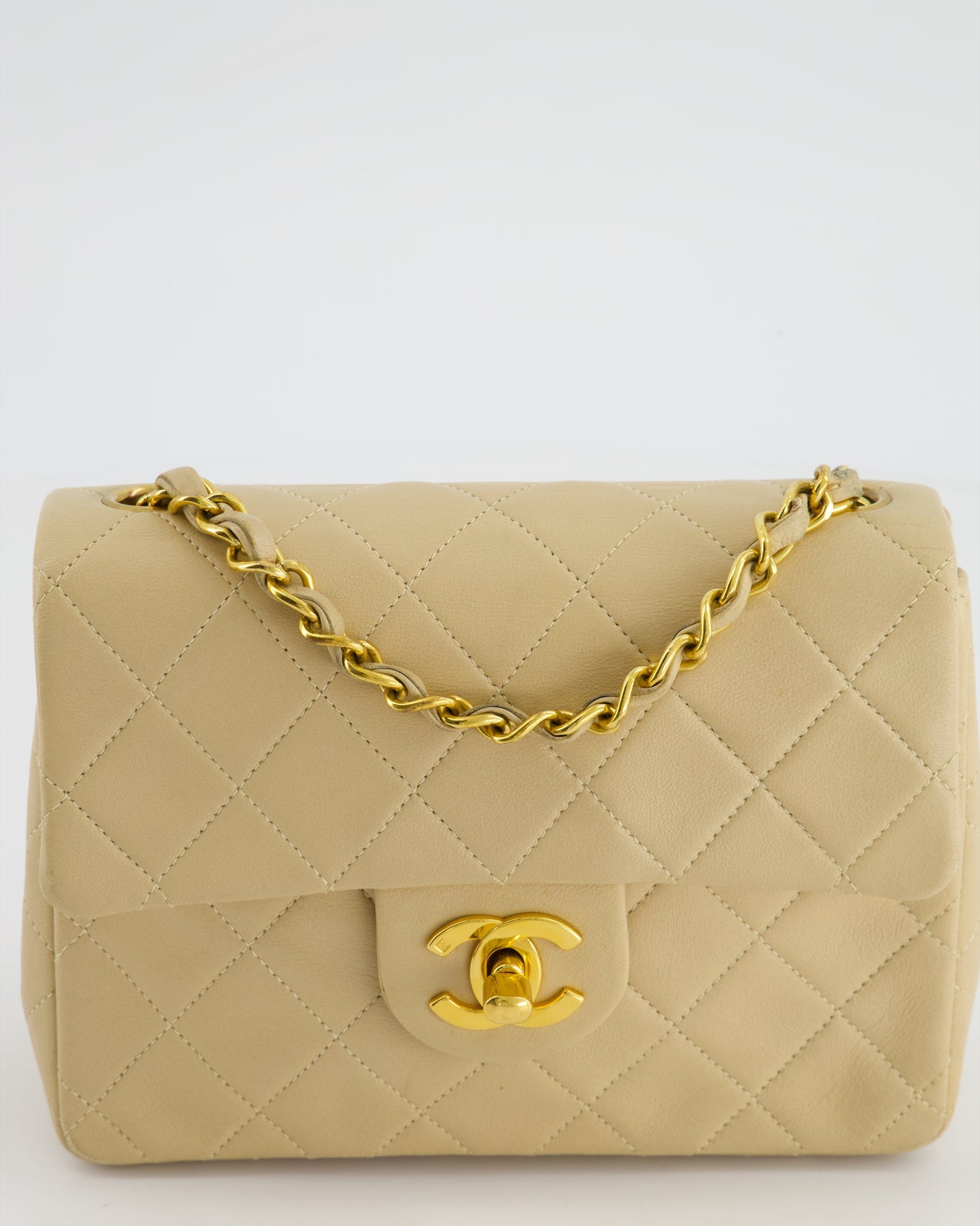 VINTAGE* Chanel Chai Vintage Mini Square Bag in Lambskin Leather with 24K Gold Hardware