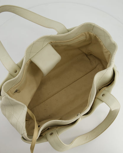 Chanel Ivory Ultimate Executive Shopper Tote Bag in Caviar Leather with Silver Hardware