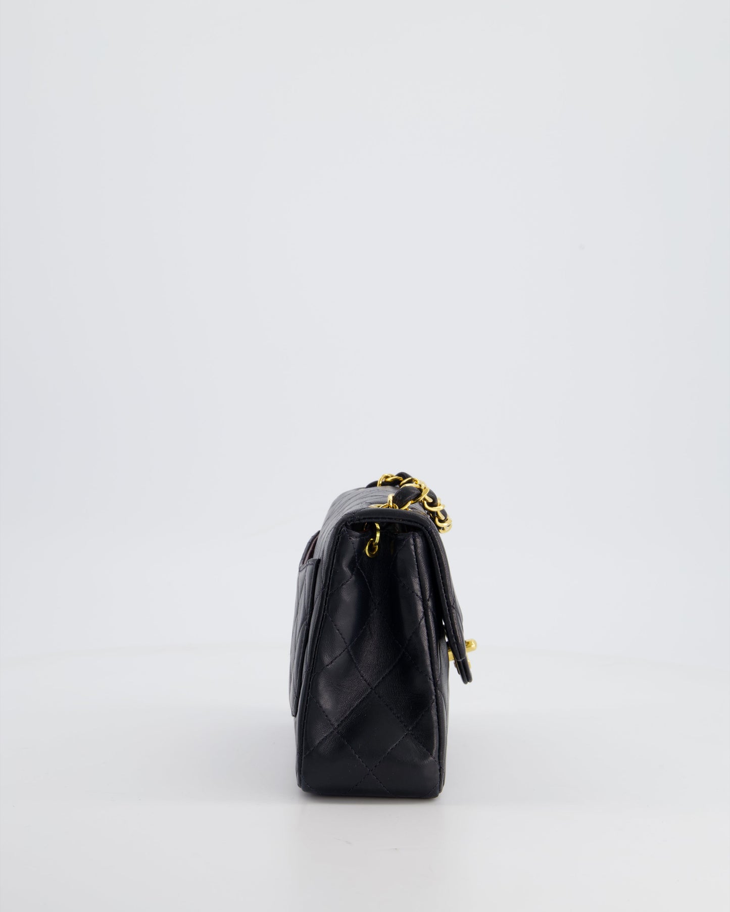 Chanel Vintage Black Mini Square Bag in Lambskin Leather with 24k Gold Hardware