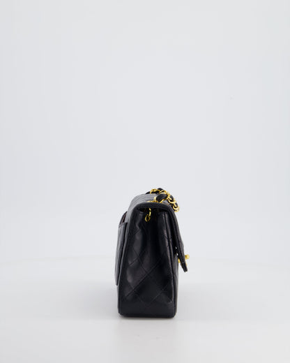 Chanel Vintage Black Mini Square Bag in Lambskin Leather with 24k Gold Hardware