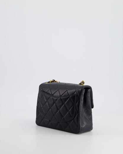 Chanel Vintage Black Mini Square Bag in Lambskin Leather with 24k Gold Hardware