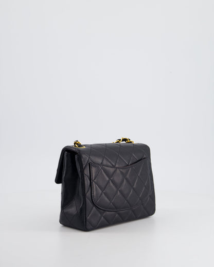 Chanel Vintage Black Mini Square Bag in Lambskin Leather with 24k Gold Hardware