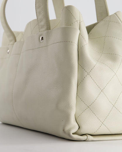 Chanel Ivory Ultimate Executive Shopper Tote Bag in Caviar Leather with Silver Hardware