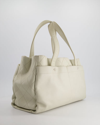 Chanel Ivory Ultimate Executive Shopper Tote Bag in Caviar Leather with Silver Hardware