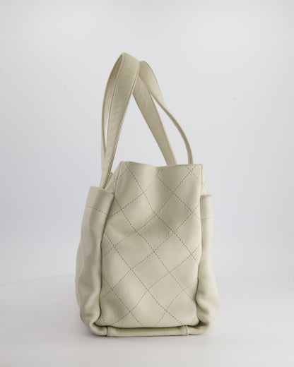 Chanel Ivory Ultimate Executive Shopper Tote Bag in Caviar Leather with Silver Hardware