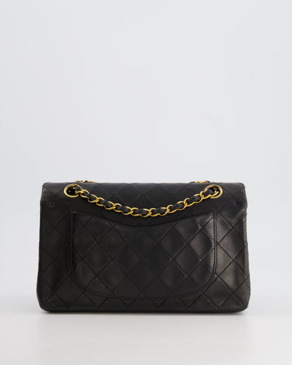 Chanel Black Small Vintage Double Flap Bag in Lambskin Leather with 24K Gold Hardware