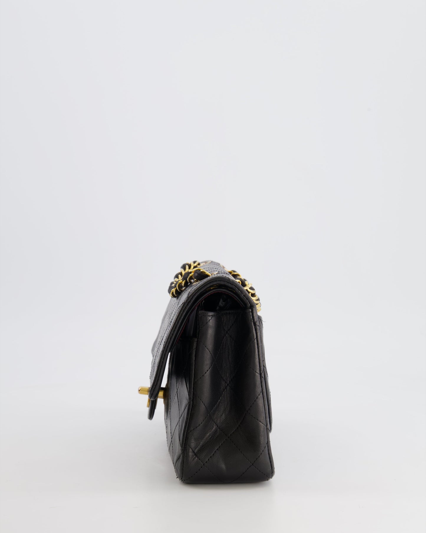 Chanel Black Small Vintage Double Flap Bag in Lambskin Leather with 24K Gold Hardware