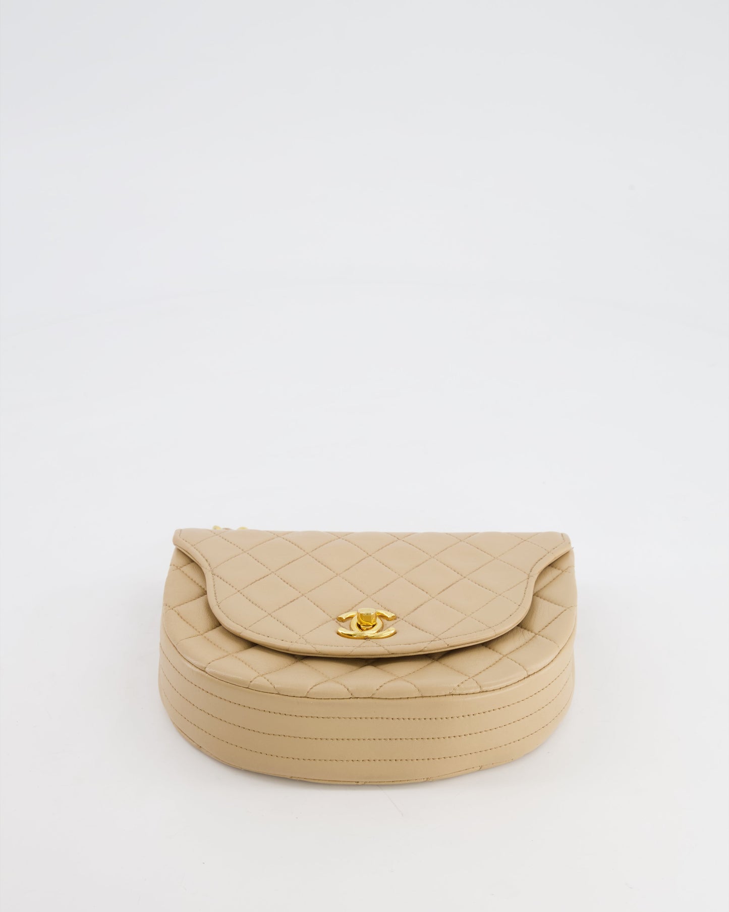 Chanel Vintage Beige Mini Half Moon Bag with 24k Gold Hardware