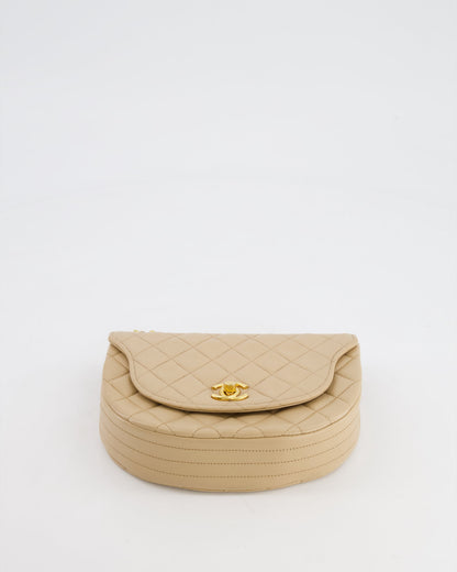 Chanel Vintage Beige Mini Half Moon Bag with 24k Gold Hardware