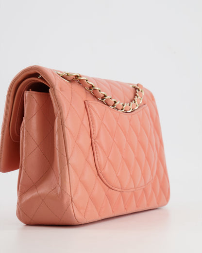 Chanel Peach Pink Lambskin Medium Classic Double Flap Bag with Champagne Gold Hardware RRP £8,530