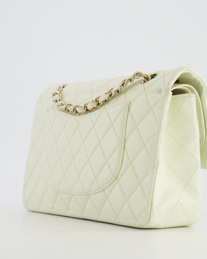 Chanel White Medium Double Flap Bag in Lambskin Leather with Champagne Gold Hardware