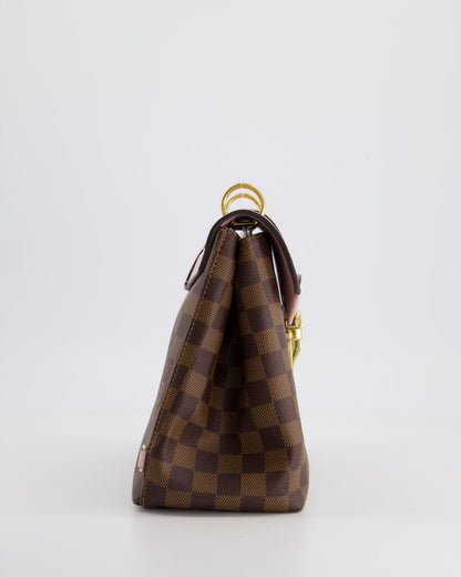 Louis Vuitton Pink and Damier Ebene Monogram Clapton Backpack Bag in Grained Leather with Gold Hardware