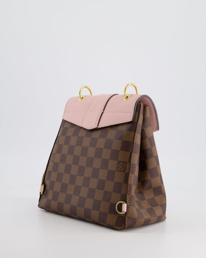 Louis Vuitton Pink and Damier Ebene Monogram Clapton Backpack Bag in Grained Leather with Gold Hardware