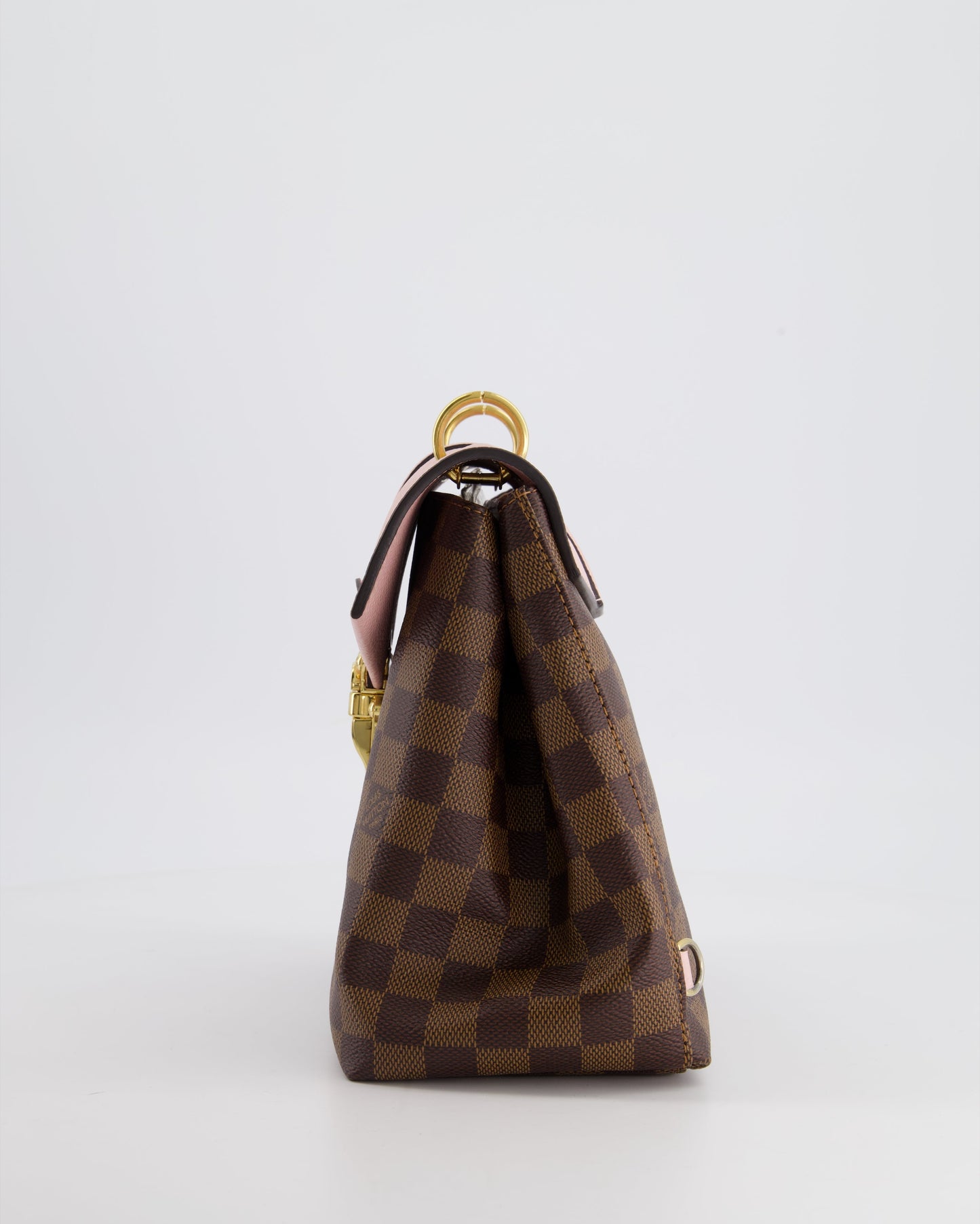 Louis Vuitton Pink and Damier Ebene Monogram Clapton Backpack Bag in Grained Leather with Gold Hardware