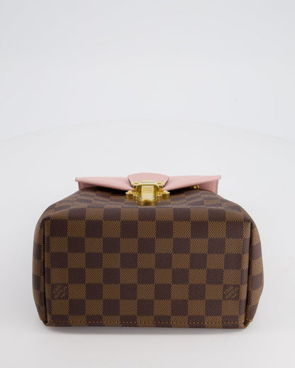 Louis Vuitton Pink and Damier Ebene Monogram Clapton Backpack Bag in Grained Leather with Gold Hardware