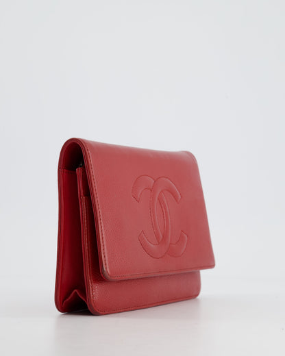 Chanel Red Wallet on Chain Bag CC Stitched Logo Caviar Leather with Silver Hardware